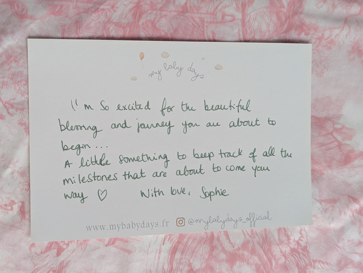Baby shower gift card from My Baby Days