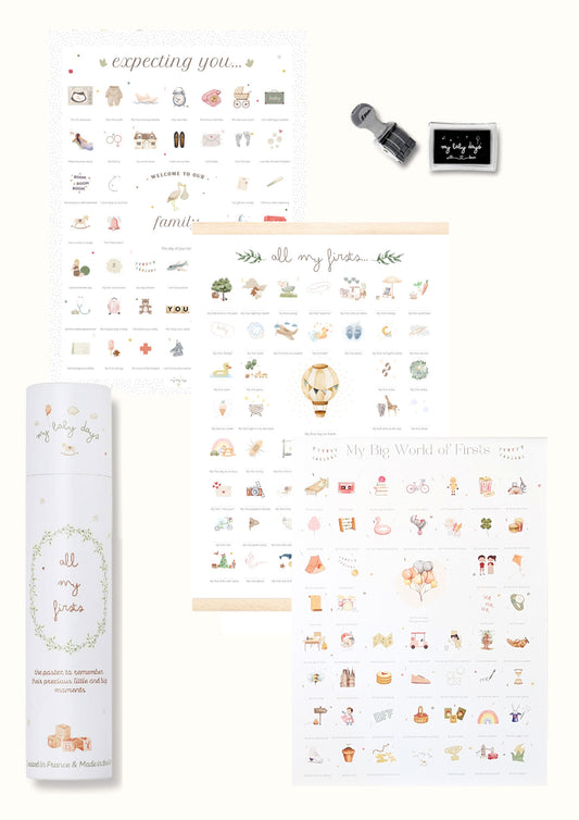 TRIO 'Balloon' Bundle - All My First 'Balloon' Print + 'Expecting You' Pregnancy Print + 'My Big World of Firsts' Print