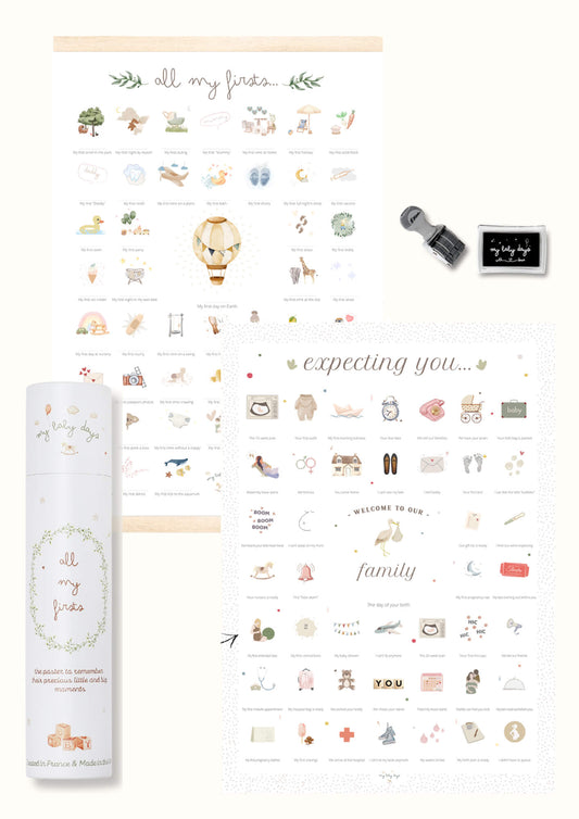 X-Large DUO 'Balloon' BUNDLE - All My Firsts 'Balloon' Print + 'Expecting You' Pregnancy Print