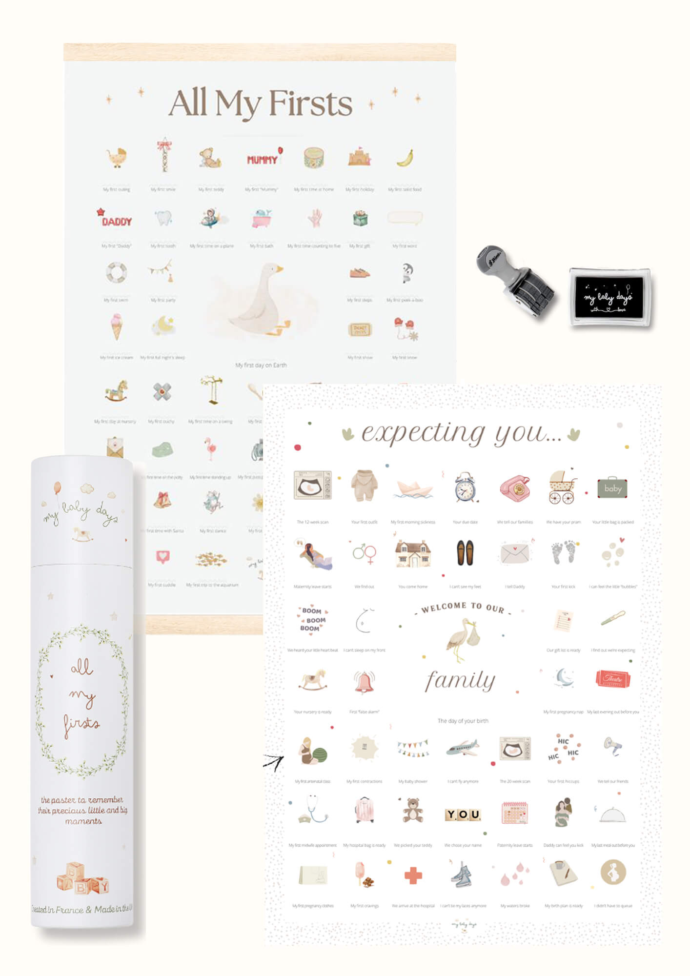 DUO 'Goose' BUNDLE - All My Firsts 'Goose' Print + 'Expecting You' Pregnancy Print
