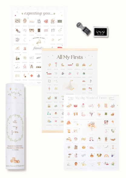 X-Large TRIO 'Goose' Bundle - All My First 'Goose' Print + 'Expecting You' Pregnancy Print + 'My Big World of Firsts' Print