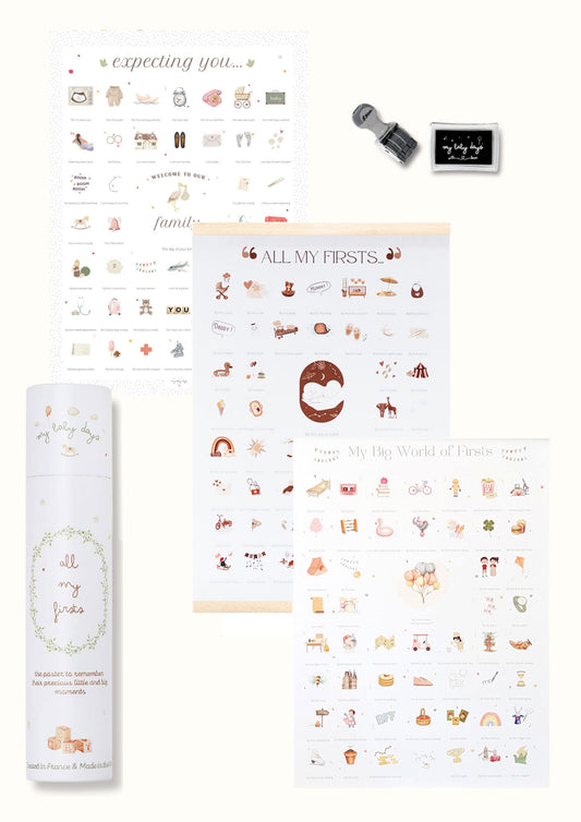 X-Large TRIO 'Karma' Bundle - All My First 'Karma' Print + 'Expecting You' Pregnancy Print + 'My Big World of Firsts' Print