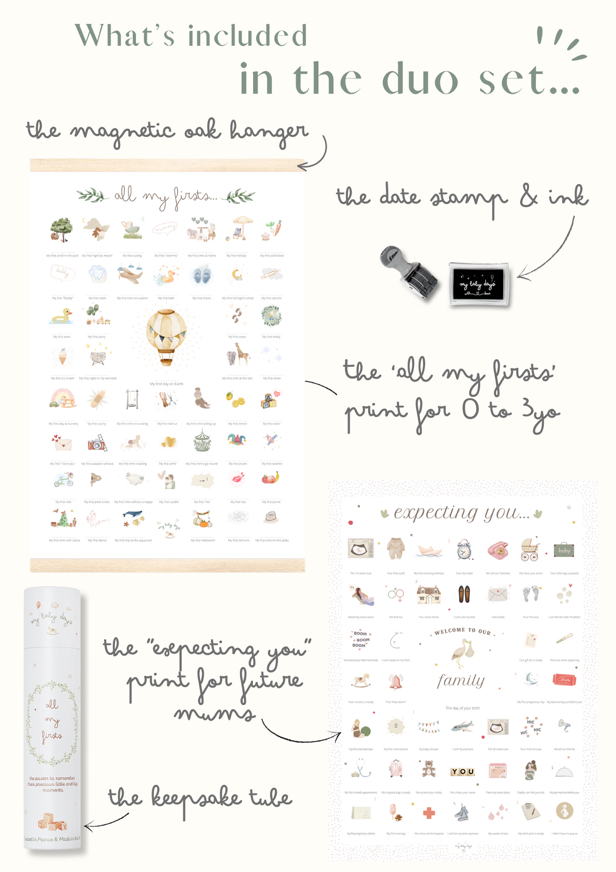 All My Firsts balloon print + Expecting You pregnancy print  X-large bundle