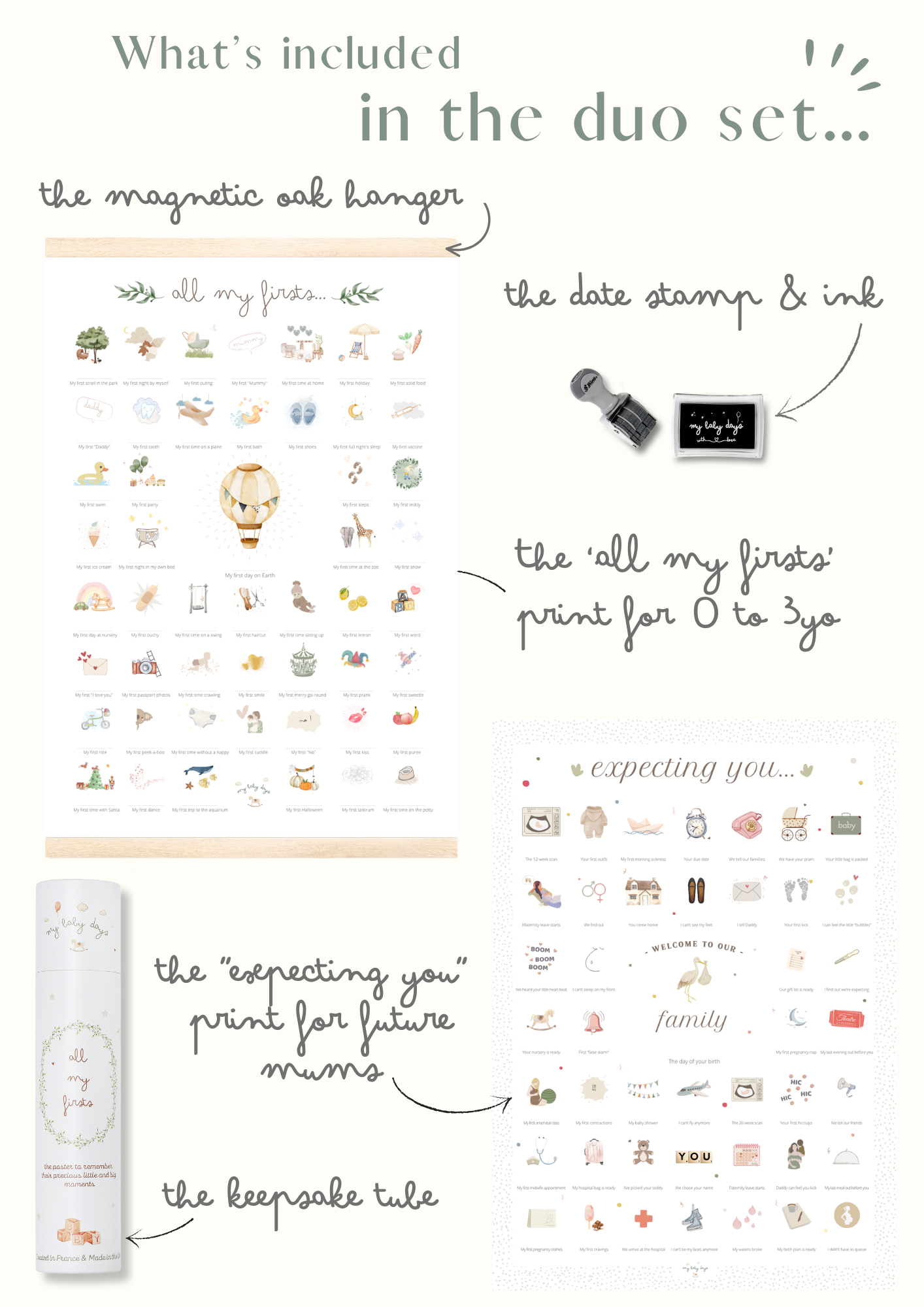All My Firsts balloon print + Expecting You pregnancy print  X-large bundle
