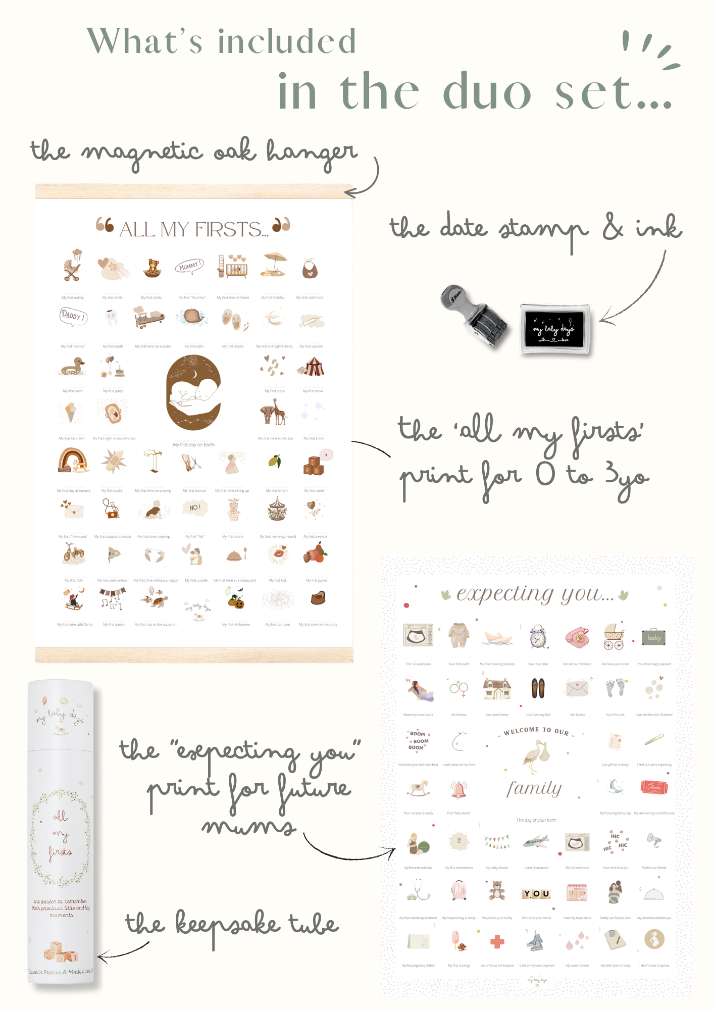 All My Firsts karma print + Expecting You pregnancy print bundle
